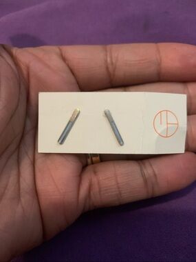 New Minimalist Blue and Sterling Silver Bar Stud Earrings